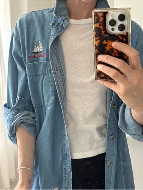 Vintage Men’s Camden, ME chambray button down shirt (M)